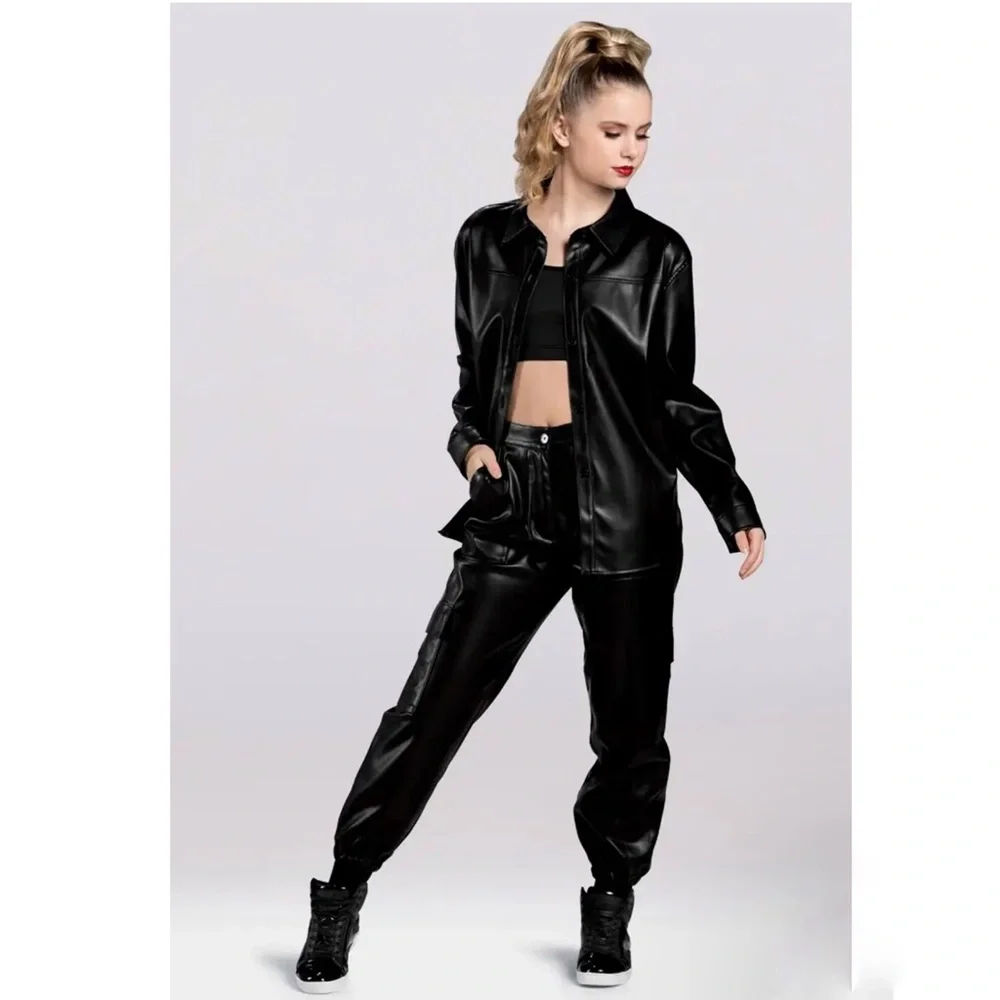 Balera | Vegan Faux Leather Shacket Black, Size MC LC